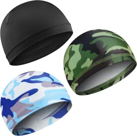 3pcs Skull Caps Helmet Liner Sweat Wicking Thermal Running Beanie Fashion Breathable Cycling Sport Caps for Men Women Bicycle