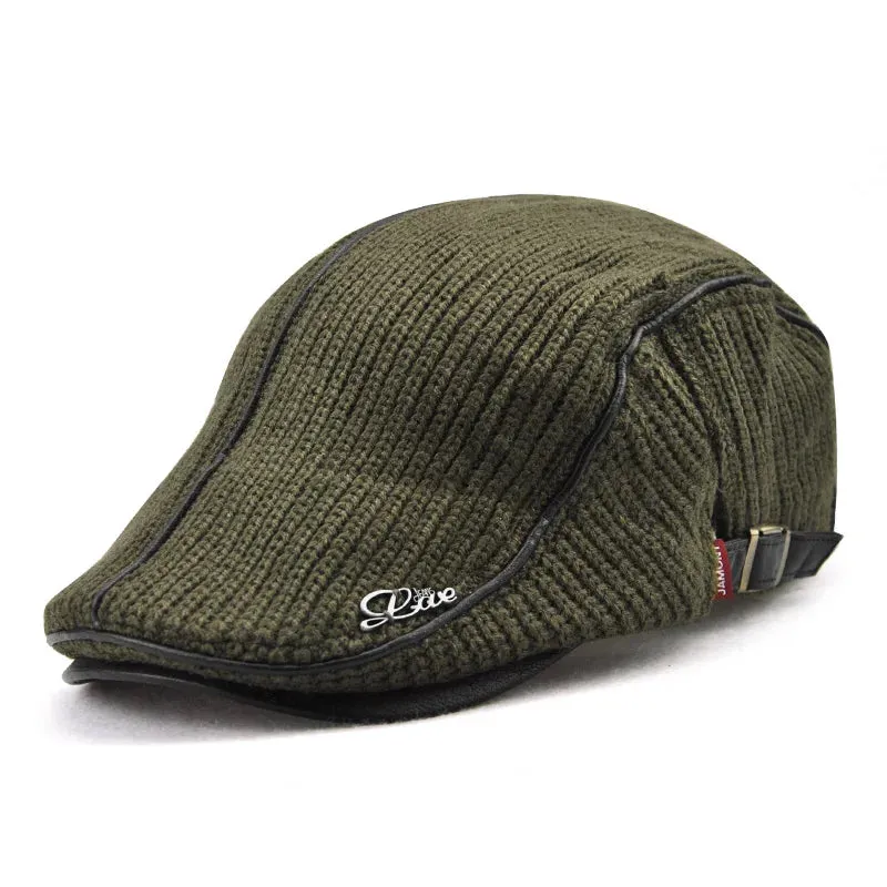 ALR™ Knitted Beret Leather Flat Cap