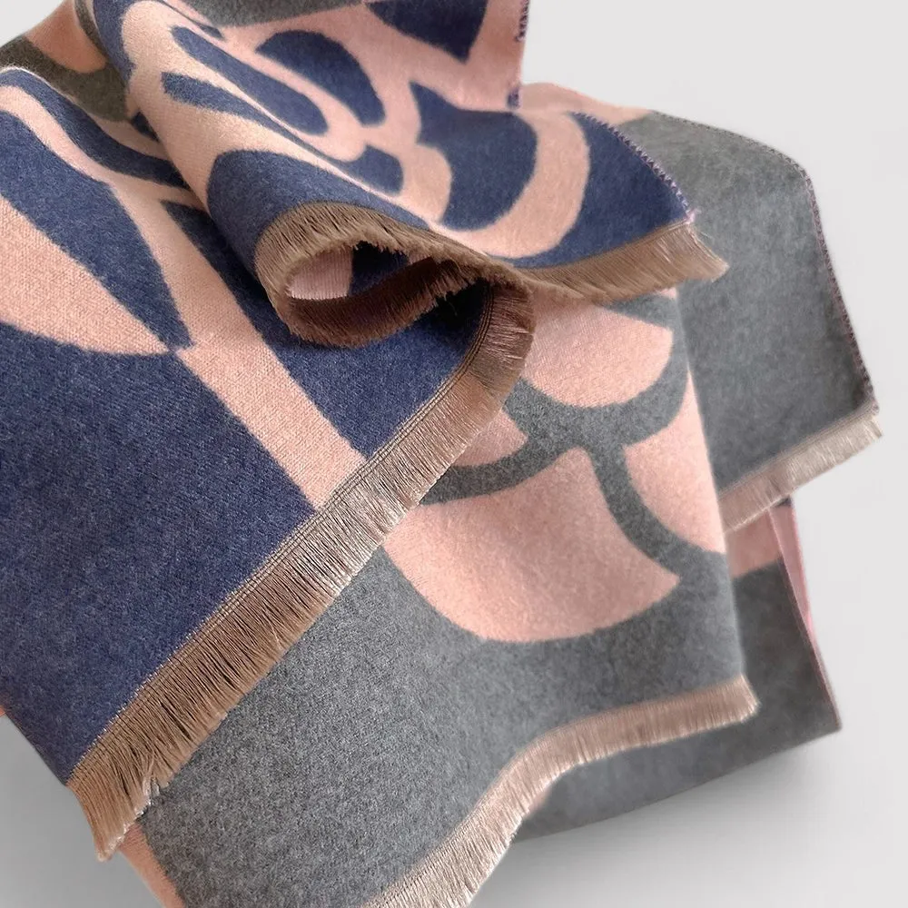 Ancien | Women's Floral Double-sided Cashmere Pashmina Scarf