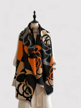 Ancien | Women's Floral Double-sided Cashmere Pashmina Scarf