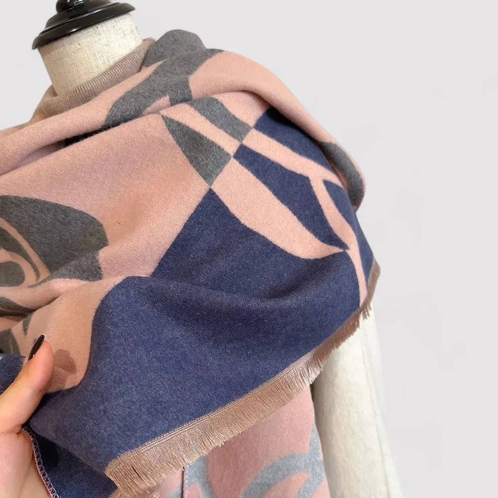 Ancien | Women's Floral Double-sided Cashmere Pashmina Scarf