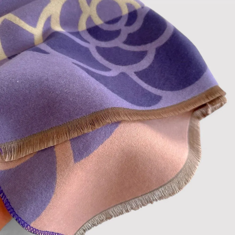 Ancien | Women's Floral Double-sided Cashmere Pashmina Scarf