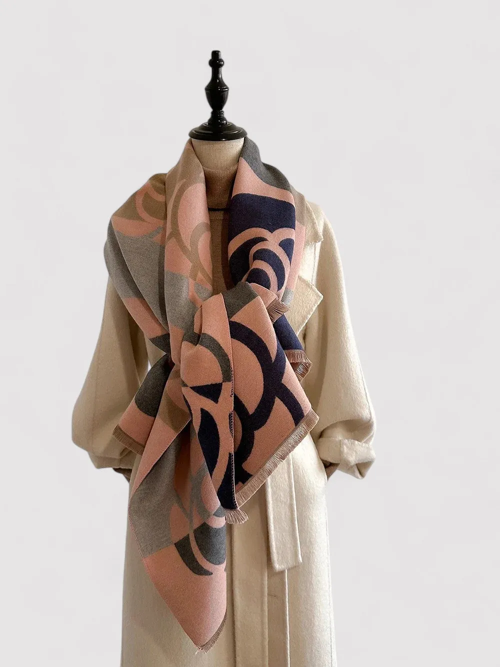 Ancien | Women's Floral Double-sided Cashmere Pashmina Scarf
