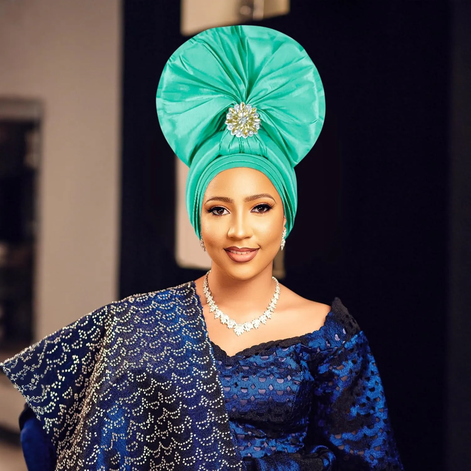 Auto Gele African Head Tie of Nigeria ASO Oke Headwraps Hat Turban Wedding Party Handmade Elegant Hair Wear Cap for Women