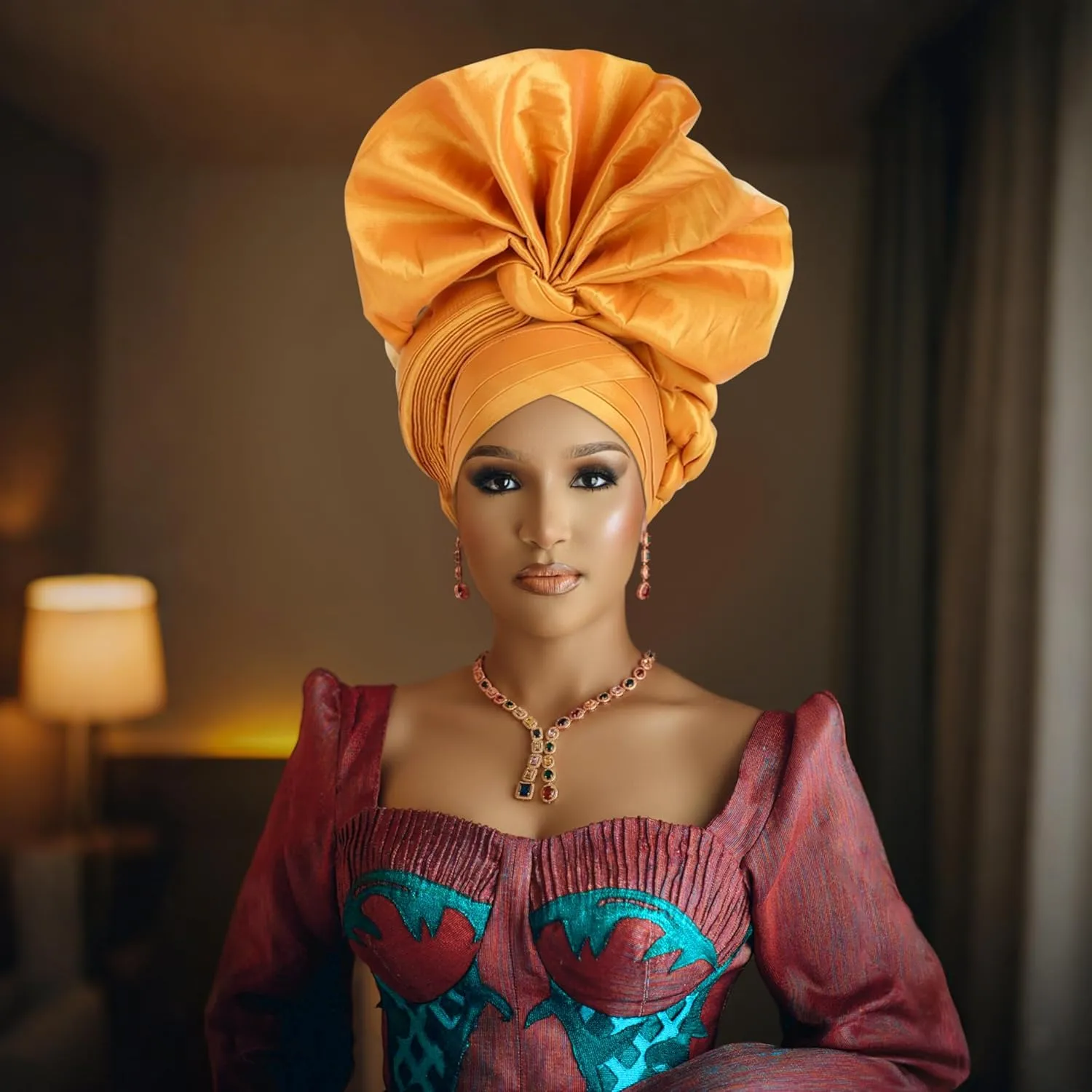 Auto Gele African Head Tie of Nigeria ASO Oke Headwraps Hat Turban Wedding Party Handmade Elegant Hair Wear Cap for Women