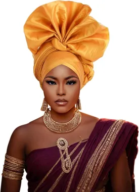 Auto Gele African Head Tie of Nigeria ASO Oke Headwraps Hat Turban Wedding Party Handmade Elegant Hair Wear Cap for Women