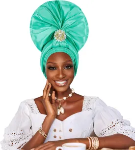 Auto Gele African Head Tie of Nigeria ASO Oke Headwraps Hat Turban Wedding Party Handmade Elegant Hair Wear Cap for Women