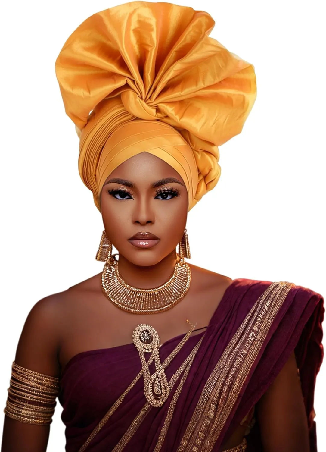 Auto Gele African Head Tie of Nigeria ASO Oke Headwraps Hat Turban Wedding Party Handmade Elegant Hair Wear Cap for Women
