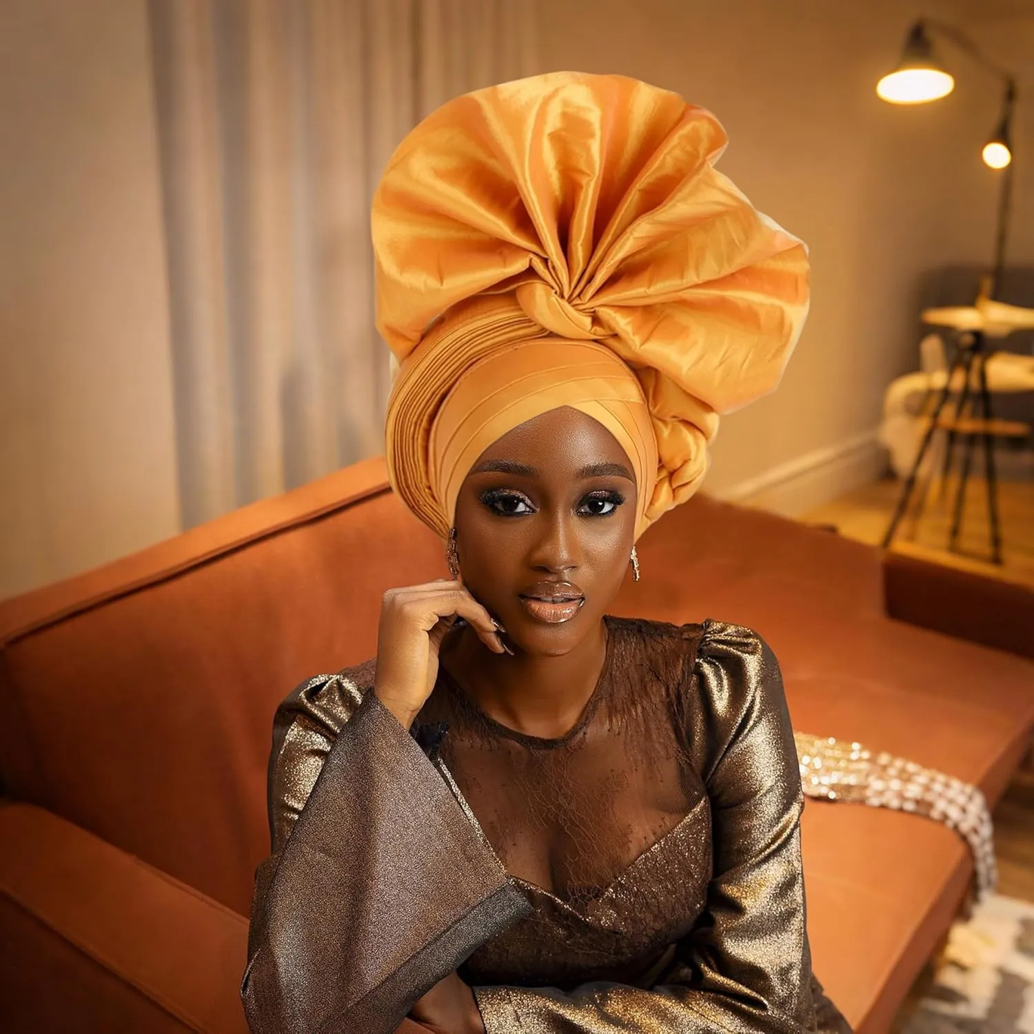 Auto Gele African Head Tie of Nigeria ASO Oke Headwraps Hat Turban Wedding Party Handmade Elegant Hair Wear Cap for Women