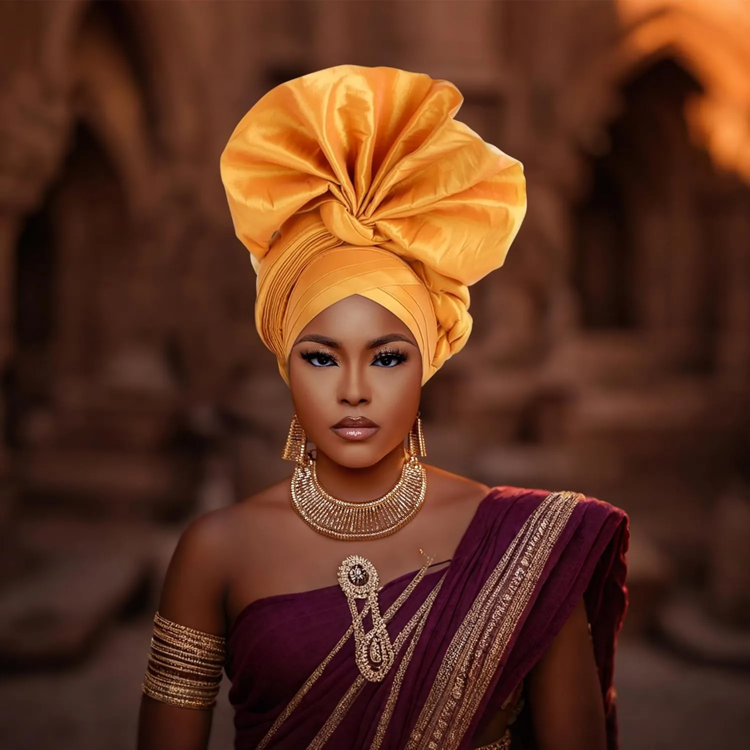 Auto Gele African Head Tie of Nigeria ASO Oke Headwraps Hat Turban Wedding Party Handmade Elegant Hair Wear Cap for Women
