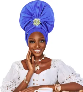 Auto Gele African Head Tie of Nigeria ASO Oke Headwraps Hat Turban Wedding Party Handmade Elegant Hair Wear Cap for Women
