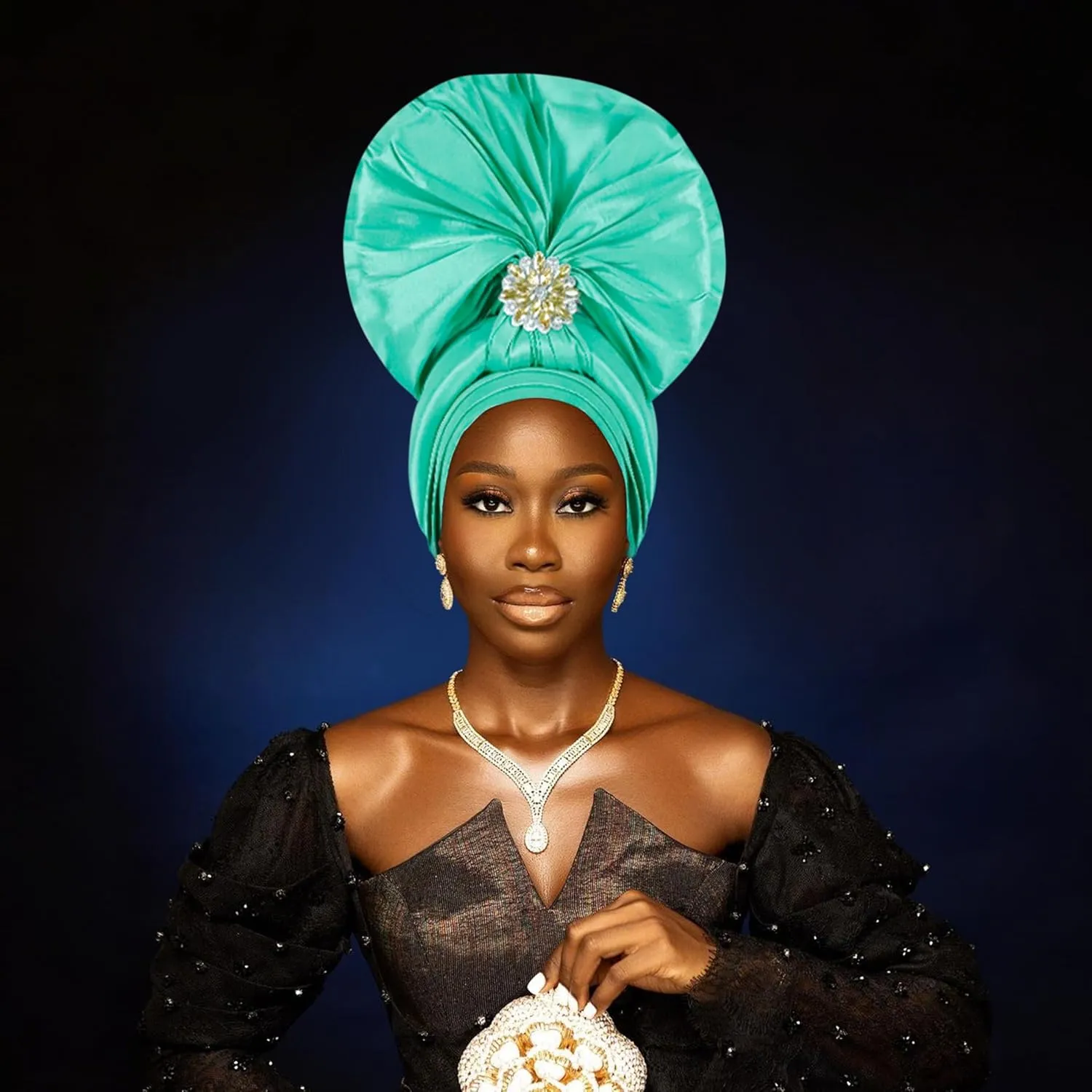 Auto Gele African Head Tie of Nigeria ASO Oke Headwraps Hat Turban Wedding Party Handmade Elegant Hair Wear Cap for Women
