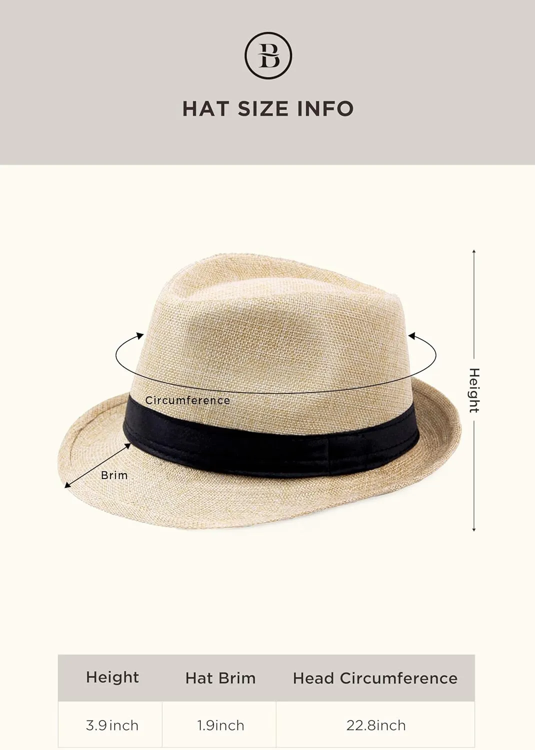 BABEYOND Straw Trilby Fedora Hat for Men-1920s Felt Panama Hat Short Brim Summer Cap with Ribbon