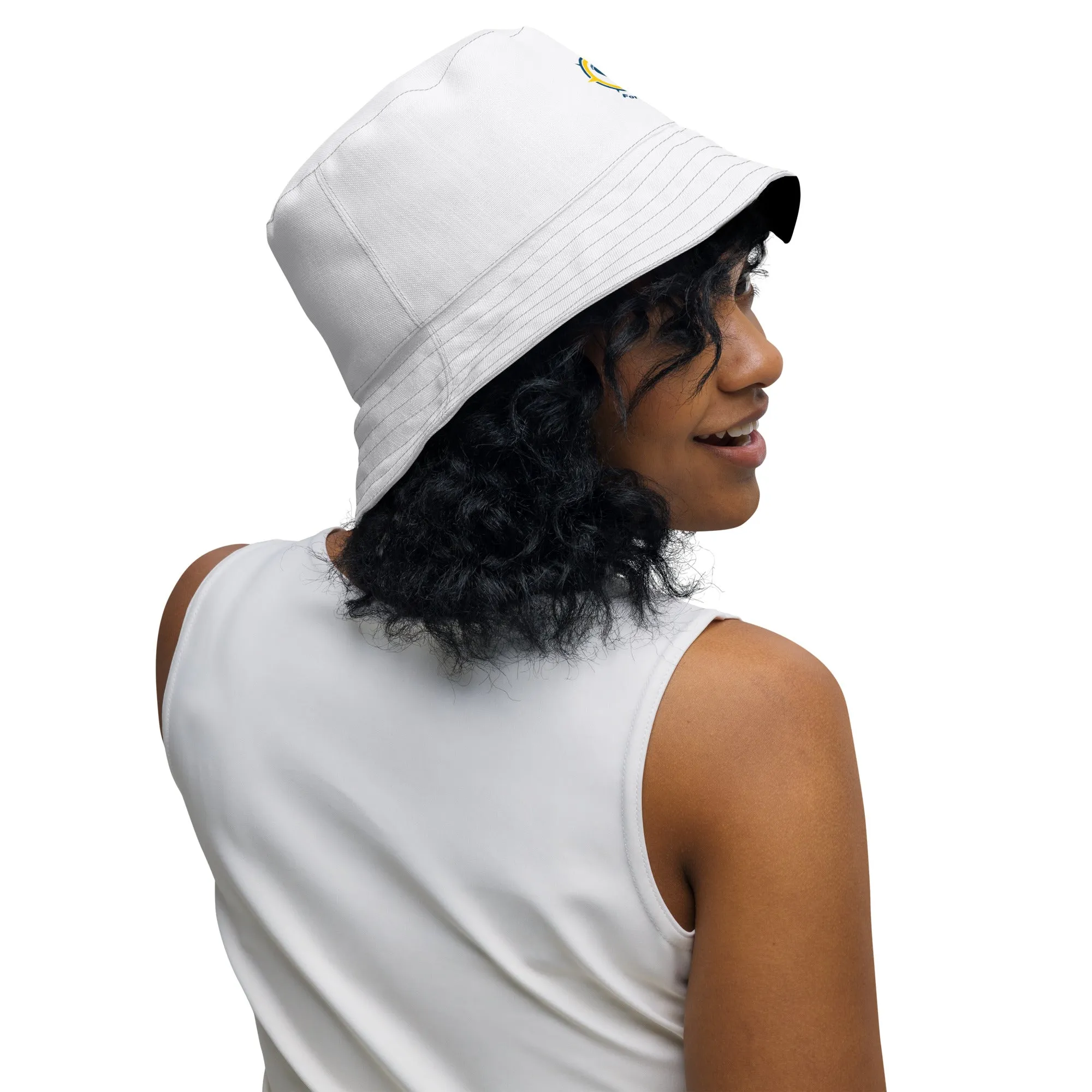 Black and White Reversible bucket hat, Forever Nauti summer bucket boating hat