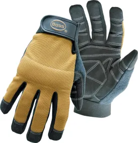 Boss 5206L Utility Mechanic Gloves, L, Sweat Wipe Thumb, Hook-and-Loop Cuff, Poly/Spandex/Synthetic Leather :PR: QUANTITY: 1