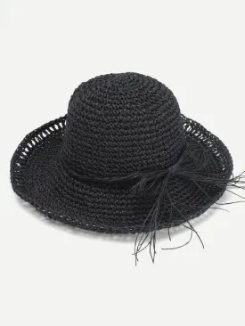 Bow Band Straw Boater Hat