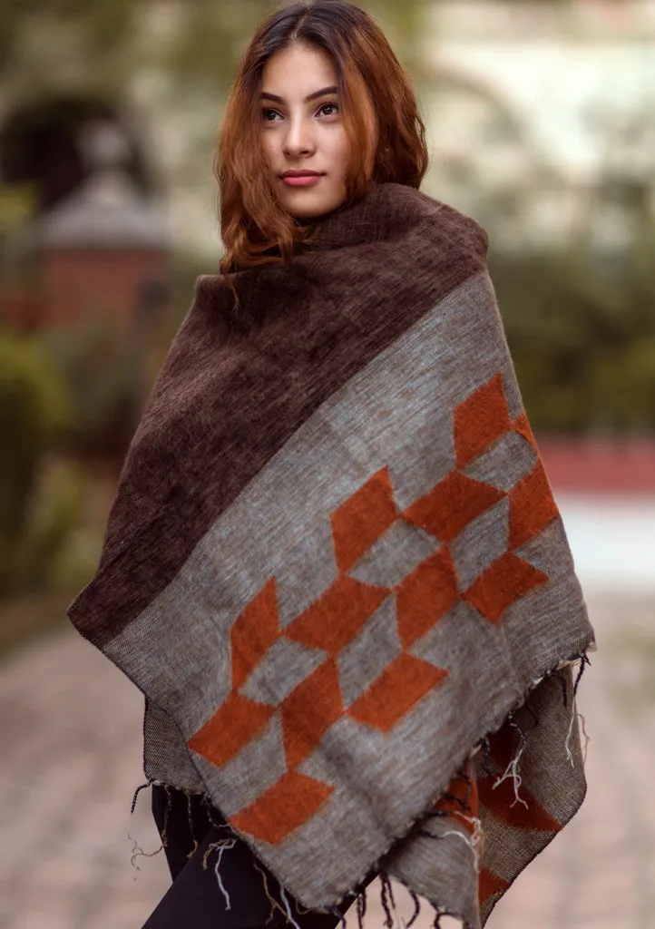 Brown Butta Woolen Shawl from Nepal