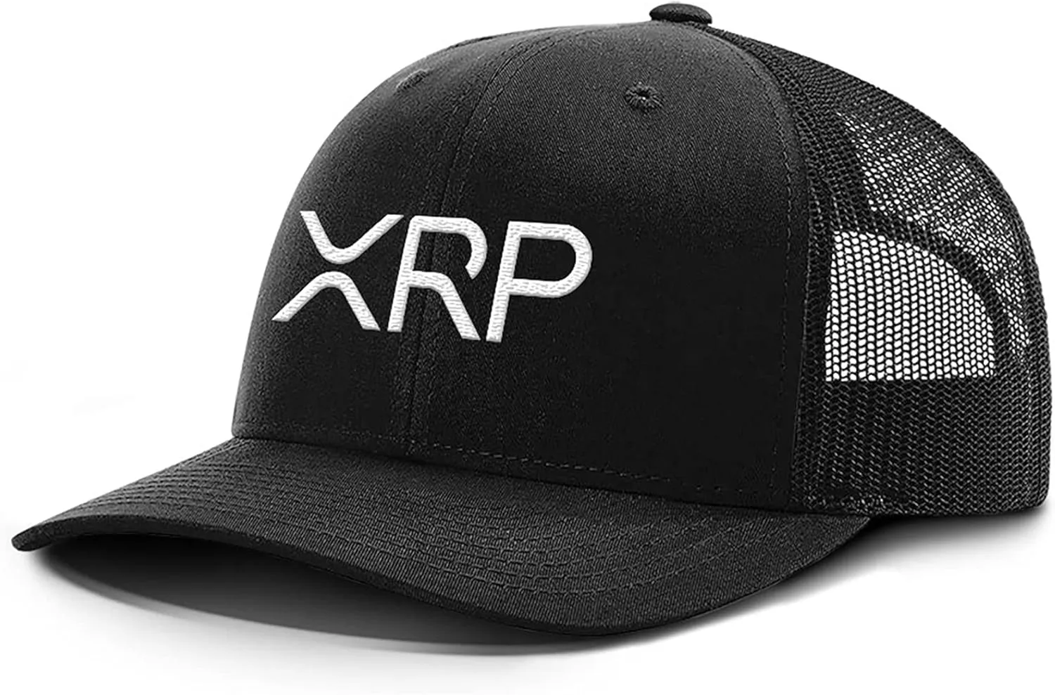 BustedTees XRP Back Mesh Hat Casual Wear Crypto Baseball Cap for Mens & Womens Breathable Mesh Adjustable Snapback Strap