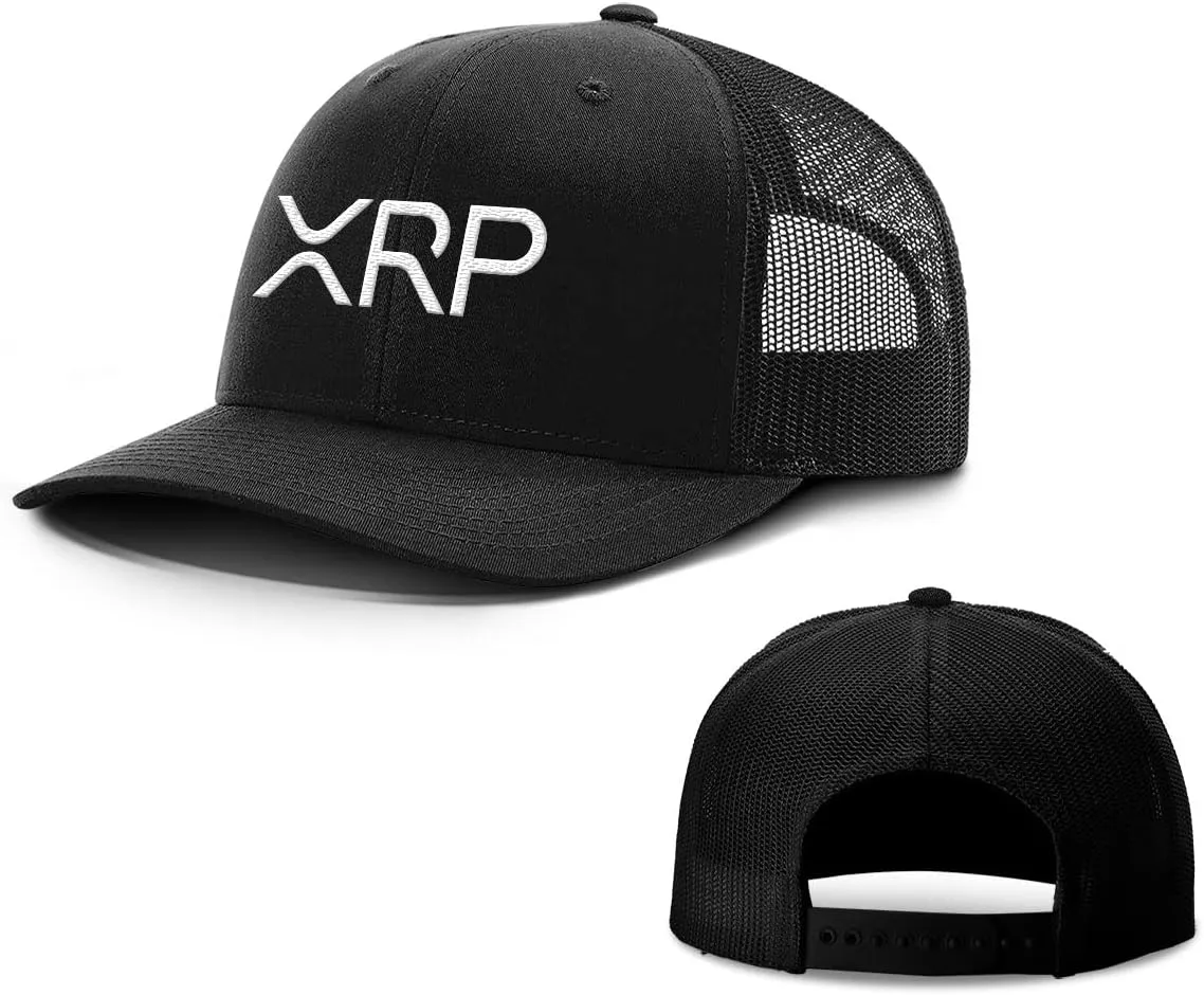 BustedTees XRP Back Mesh Hat Casual Wear Crypto Baseball Cap for Mens & Womens Breathable Mesh Adjustable Snapback Strap