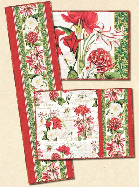 Christmas Tabletop Elegance Reversible Placemats, Table Scarf & Napkins Pattern HHQ-7474w  - Wholesale Product