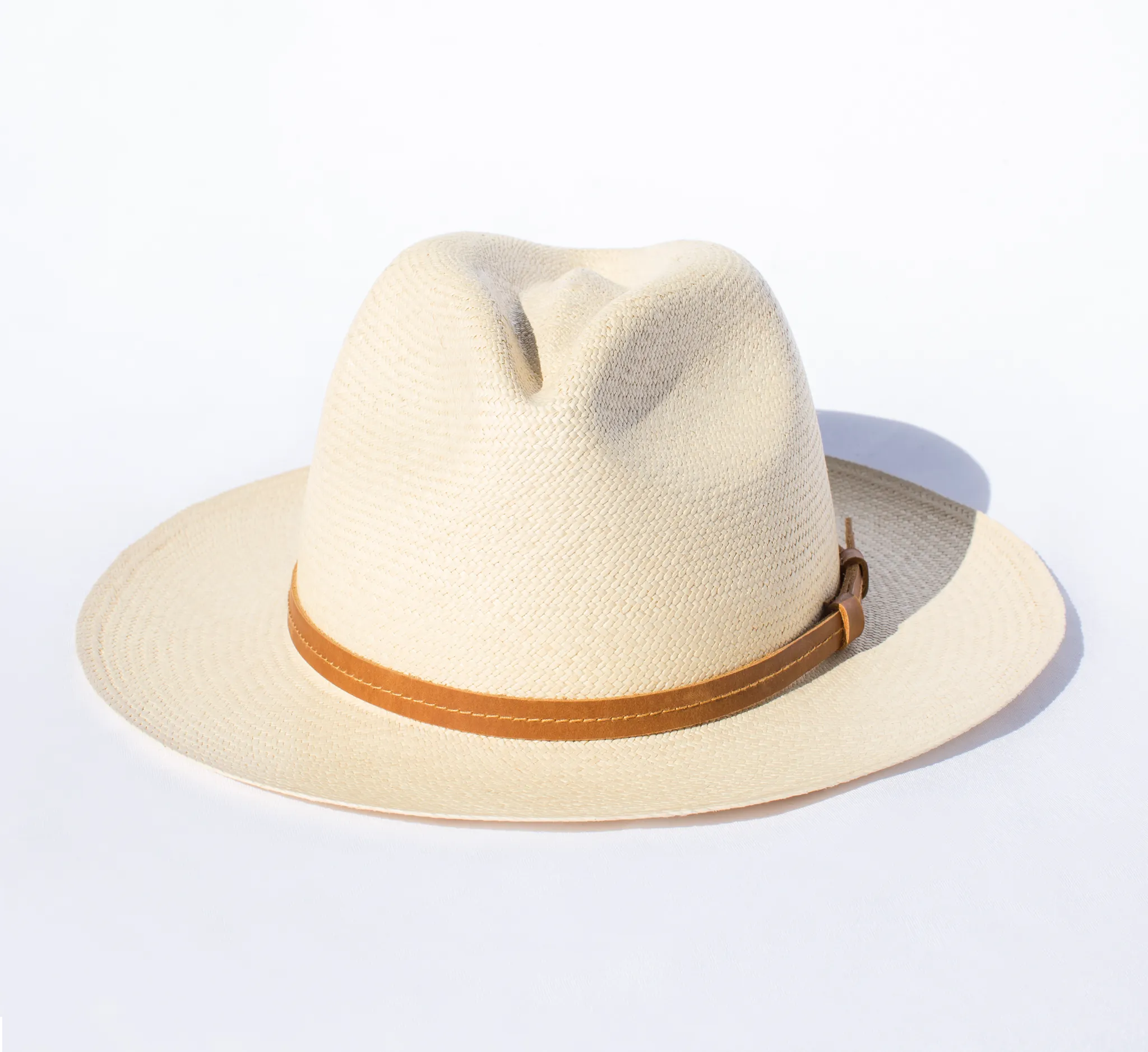 Classic Natural Panama Hat with Leather Headband - Unisex