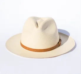 Classic Natural Panama Hat with Leather Headband - Unisex