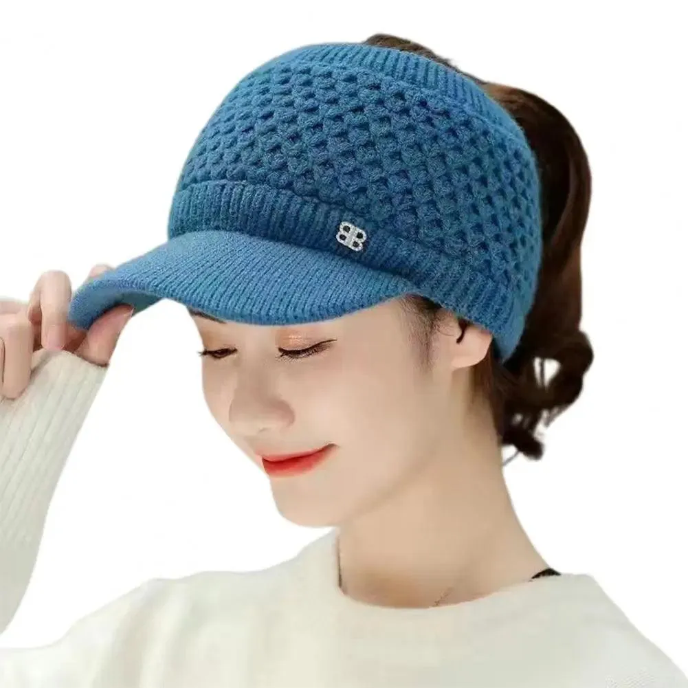 Cozy Fashion Winter Thermal Ladies Knit Cap Solid Color Ladies Hat