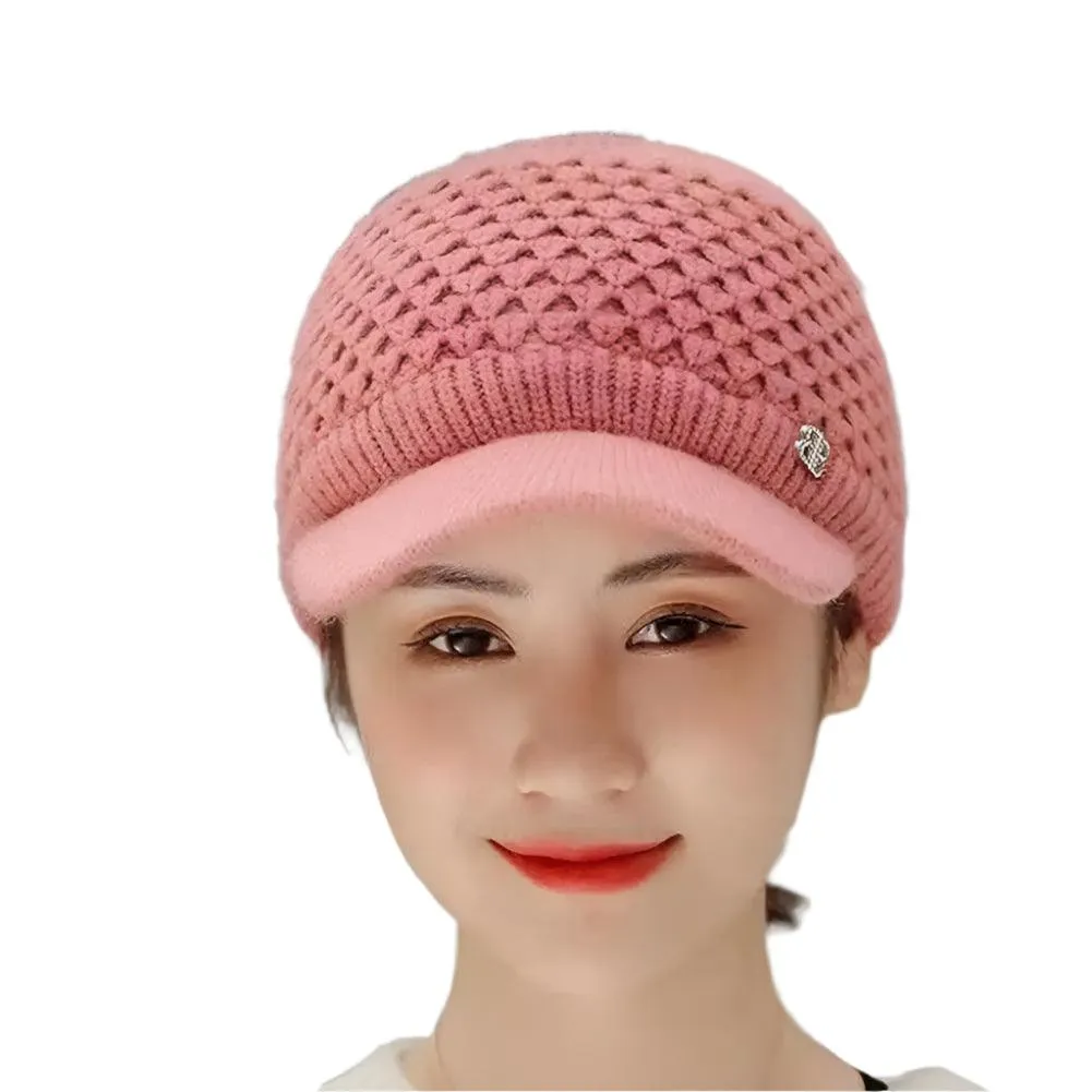 Cozy Fashion Winter Thermal Ladies Knit Cap Solid Color Ladies Hat