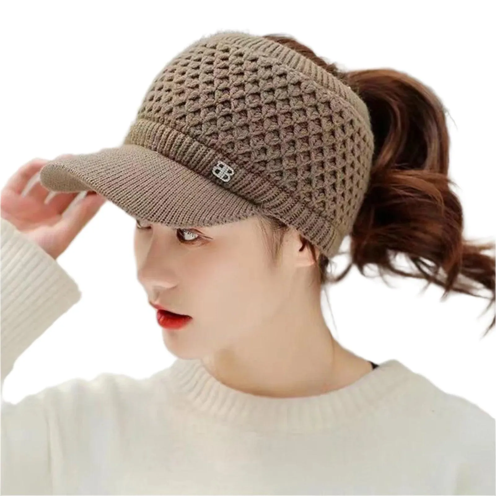 Cozy Fashion Winter Thermal Ladies Knit Cap Solid Color Ladies Hat