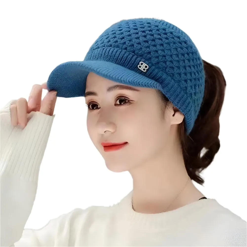 Cozy Fashion Winter Thermal Ladies Knit Cap Solid Color Ladies Hat