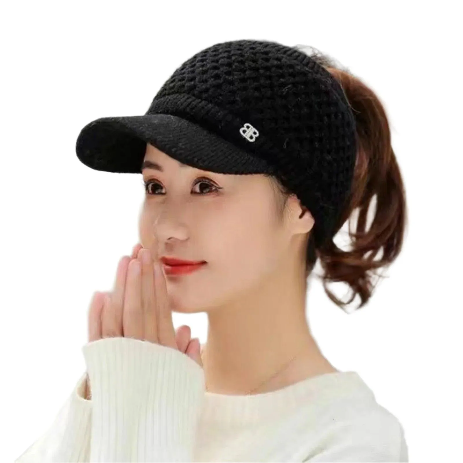 Cozy Fashion Winter Thermal Ladies Knit Cap Solid Color Ladies Hat