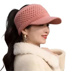 Cozy Fashion Winter Thermal Ladies Knit Cap Solid Color Ladies Hat