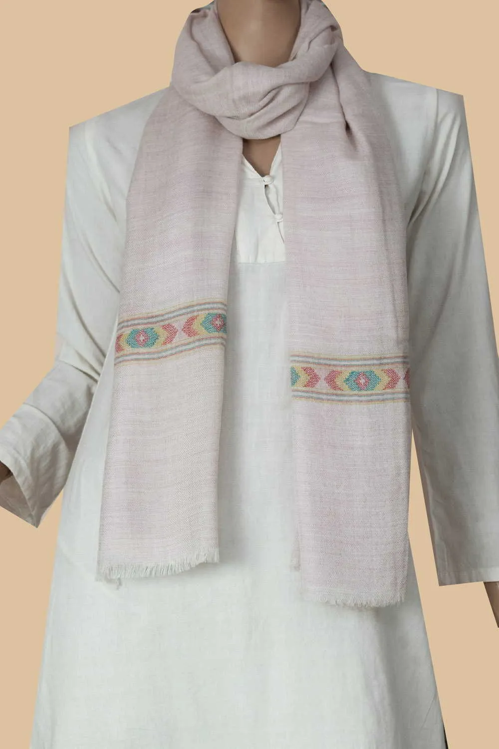 Creamy Pink Kashmir Woolen Stole