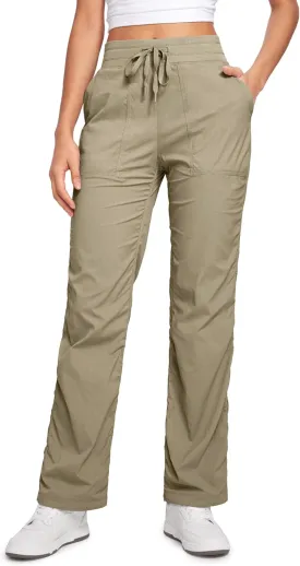 CRZ YOGA Lightweight Straight Leg Workout Pants for Women Casual Ruched Work Gym Athletic Joggers with Pockets