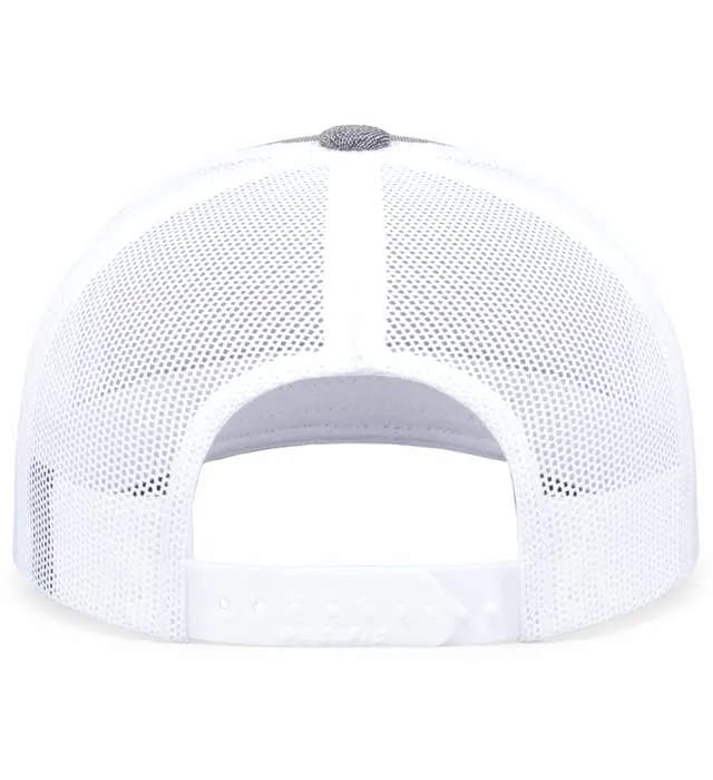 Custom Embroidered Pacific Headwear 210C Melange Heather Low-Profile Trucker Hat - 3D Embroidery