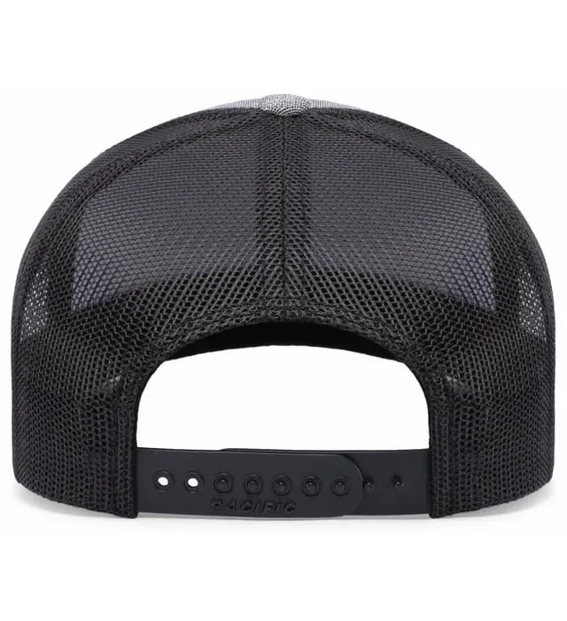 Custom Embroidered Pacific Headwear 210C Melange Heather Low-Profile Trucker Hat - 3D Embroidery