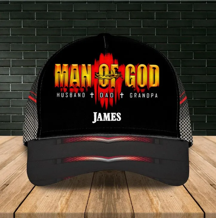 Customized Father Cap, Man of God Husband Dad Papa 3D Classic Cap for Him