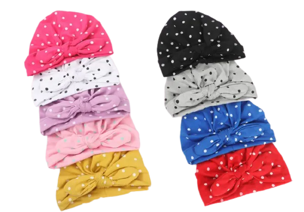 Cute Baby Summer Cap/Bandana in Polka Dots ( Pack Of 5 )