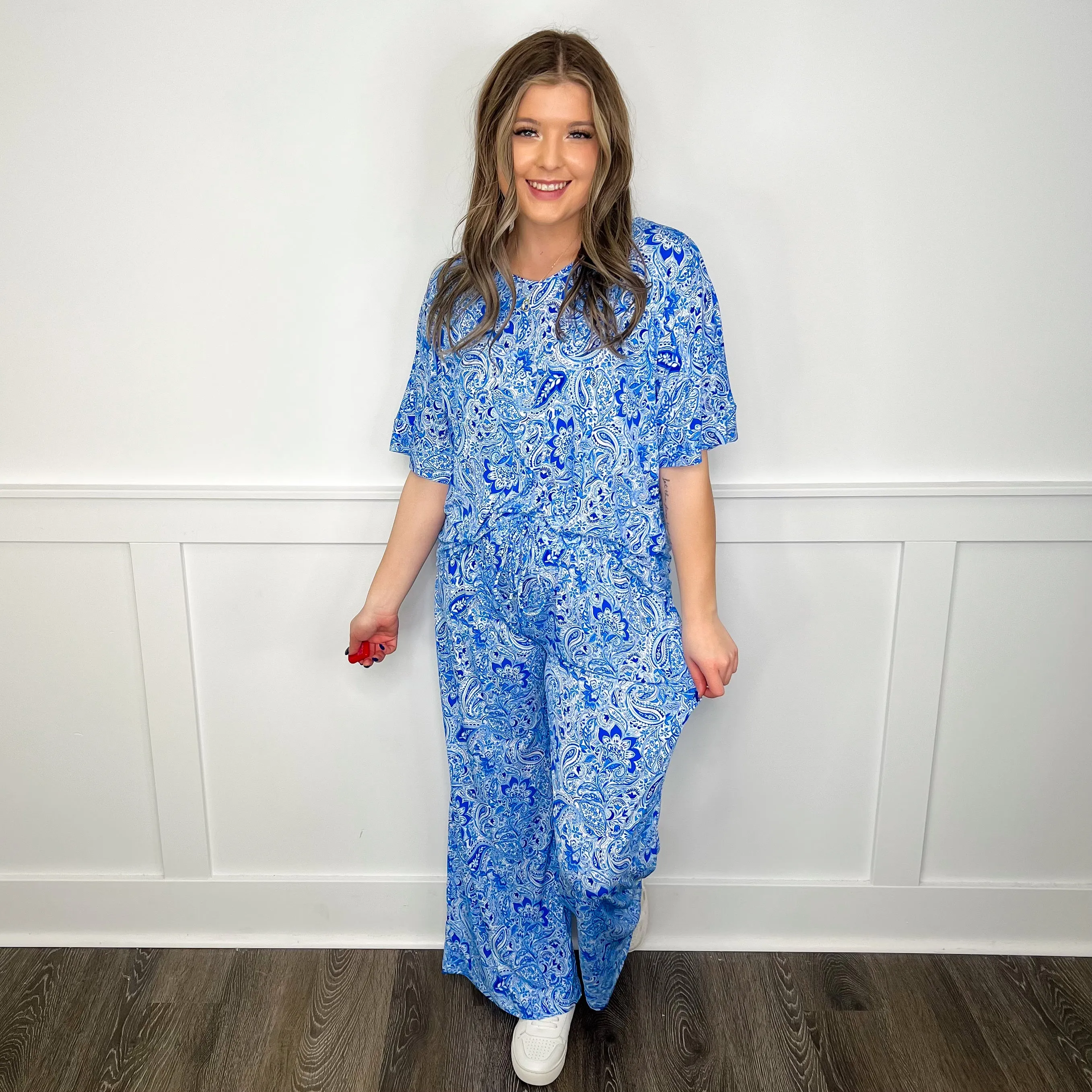 Dear Scarlett Can You Imagine High Rise Wrinkle-Free Blue Set