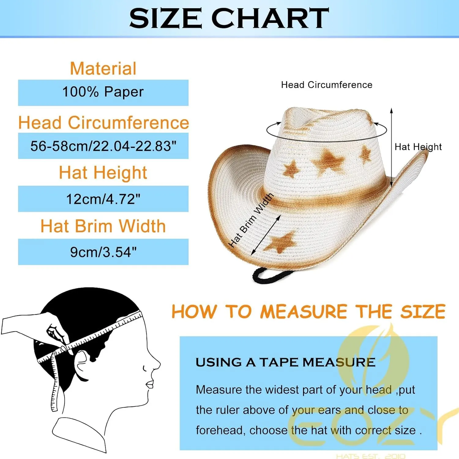 EOZY Western Cowboy Hat with String for Women Men Foldable Summer Sun Protection Straw Beach Hats with Wide Brim
