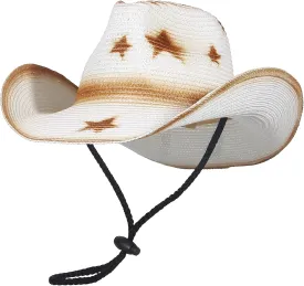 EOZY Western Cowboy Hat with String for Women Men Foldable Summer Sun Protection Straw Beach Hats with Wide Brim