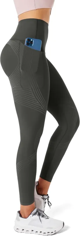 Fanka Compression Body Sculpt Side Pocket Leggings for Women No See Through Reversible Wear High Waisted Yoga Pants Workout