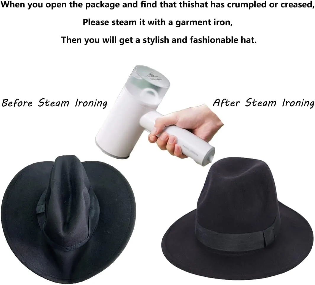 Fedora Hat Men Felt Panama Jazz Hat Women Classic Manhattan Structured Trilby Hat Short Brim Vintage Fedora Hat Band