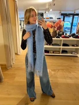 Fluffy classic uni scarf small Skyblue