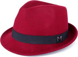 FREEBIRD99 100% Wool Felt Panama Fedora Hat Short Brim Trilby Flat Hat for Men Women