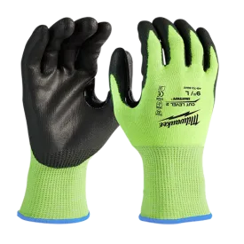 General Purpose Gloves - Milwaukee® High Visibility Cut Level 2 Polyurethane Dipped Gloves, 12 Pack, 48-73-892B