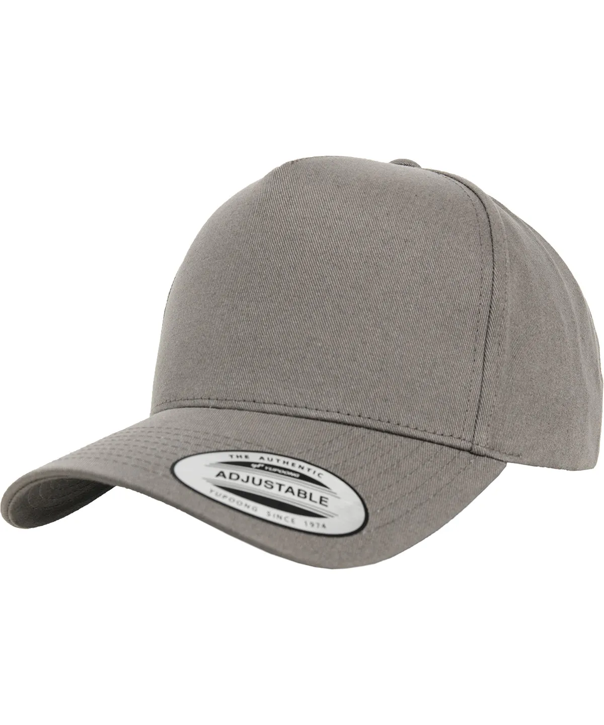Grey - 5-panel curved classic snapback (7707)