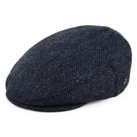 Harris Tweed Herringbone Ardmore Flat Cap - Blue-Black