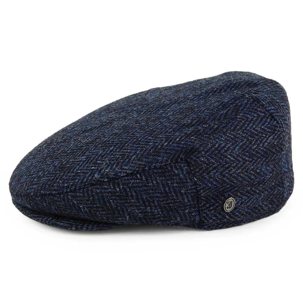 Harris Tweed Herringbone Ardmore Flat Cap - Blue-Black