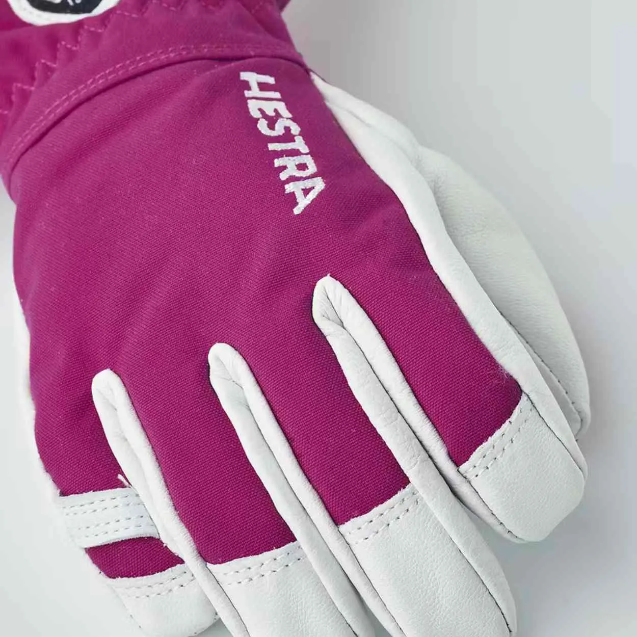 Hestra Leather Heli Girls Ski Gloves - Fuchsia (30560-930)